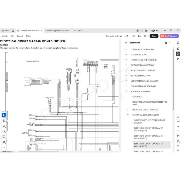 Komatsu Backhoe Loader WB93S-8E0 service & repair manual