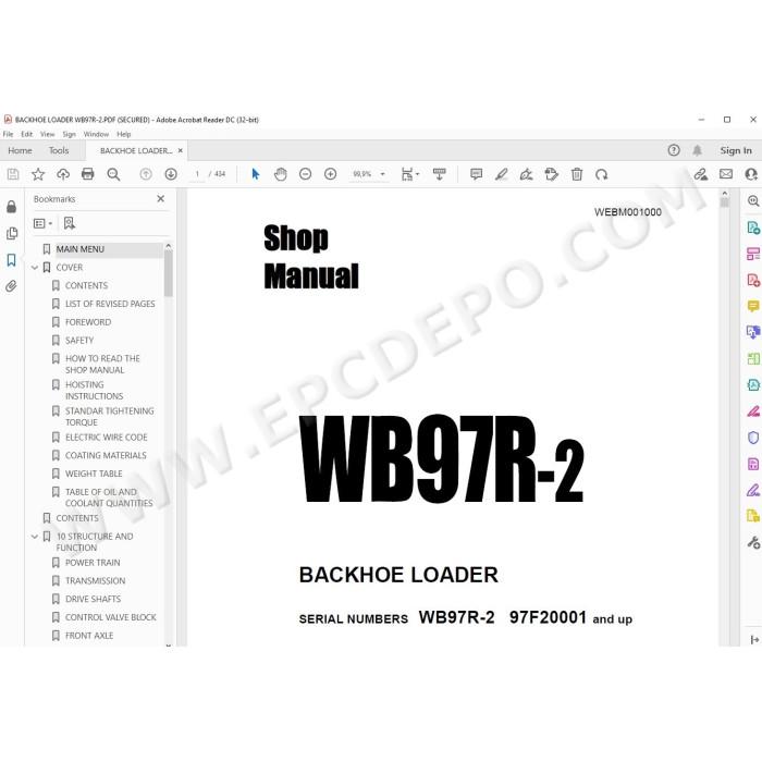 Komatsu Backhoe Loader WB97R-2 service & repair manual