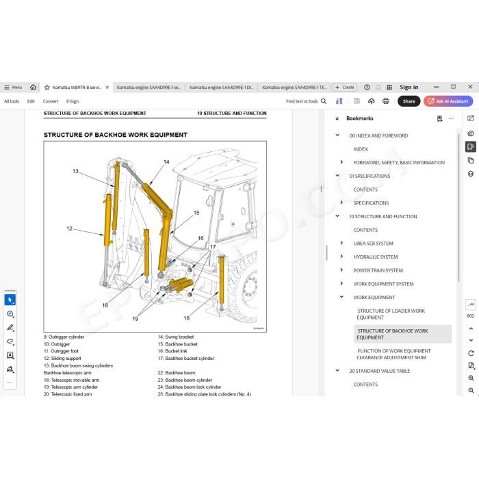 Komatsu Backhoe Loader WB97R-8 service & repair manual