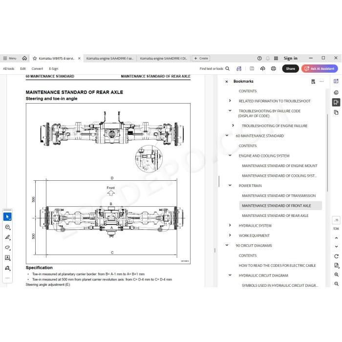 Komatsu Backhoe Loader WB97S-8 service & repair manual