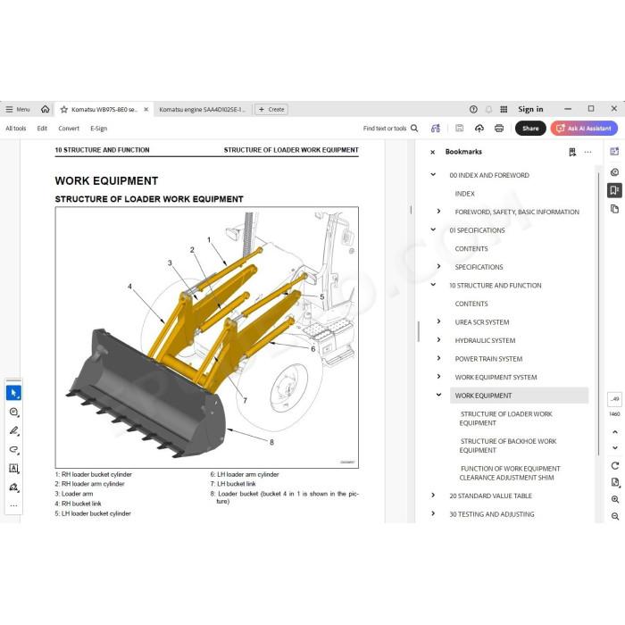 Komatsu Backhoe Loader WB97S-8E0 service & repair manual