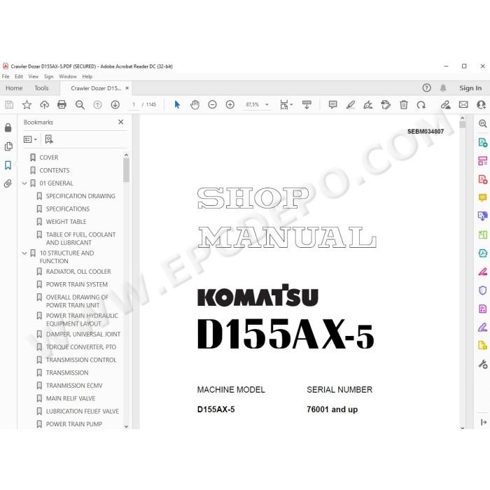 Komatsu Crawler Dozer D155AX-5 service & repair manual