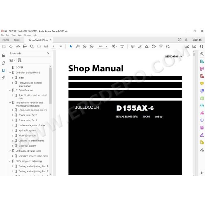 Komatsu Bulldozer D155AX-6 service & repair manual