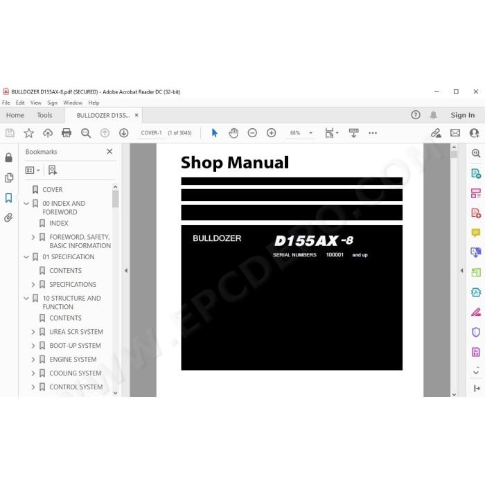 Komatsu Bulldozer D155AX-8 D155PX-8 service & repair manual