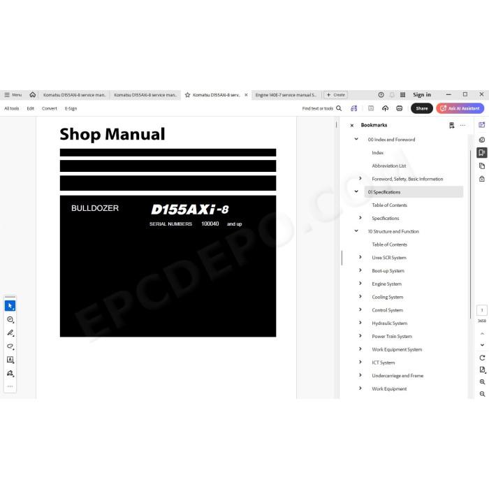 Komatsu Bulldozer D155AXi-8 service & repair manual