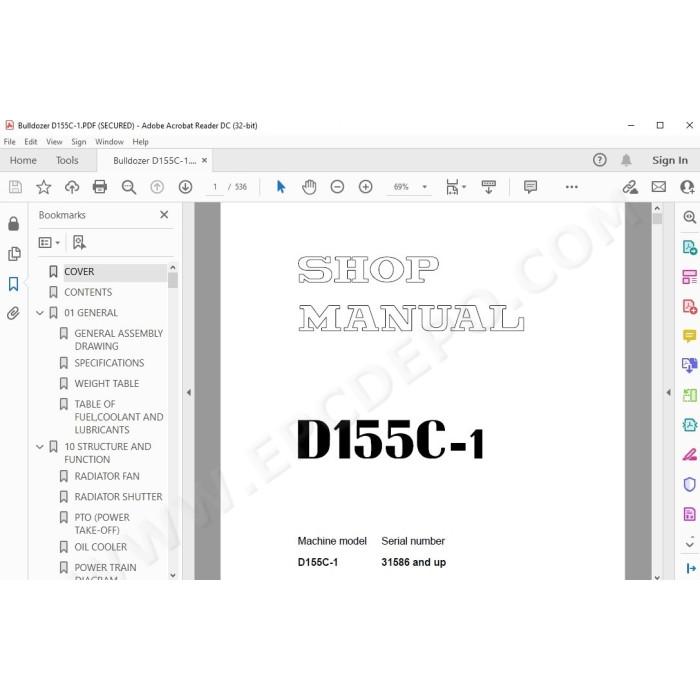 Komatsu Bulldozer D155C-1 service & repair manual