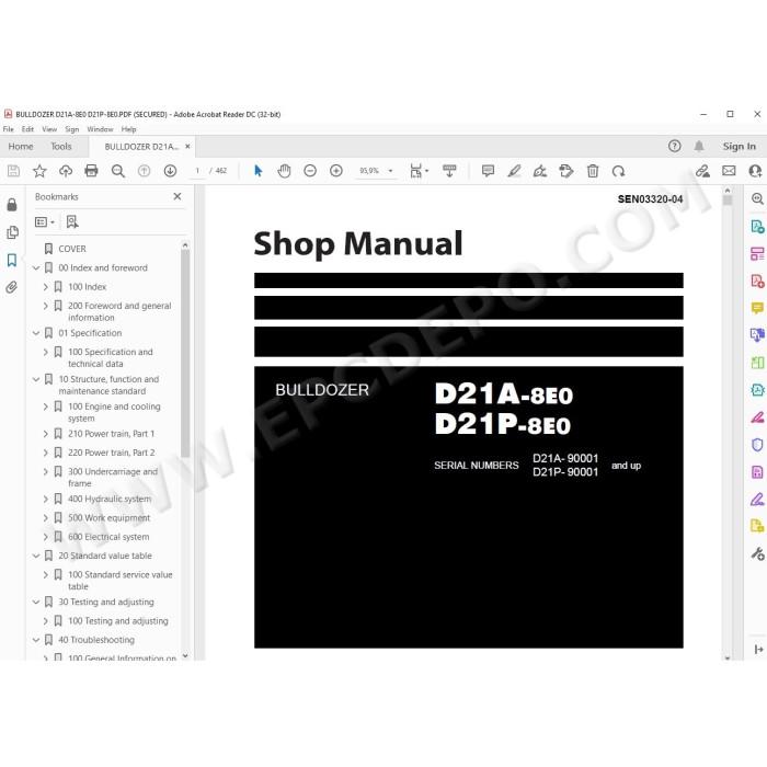 Komatsu Bulldozer D21A-8E0 D21P-8E0 service & repair manual