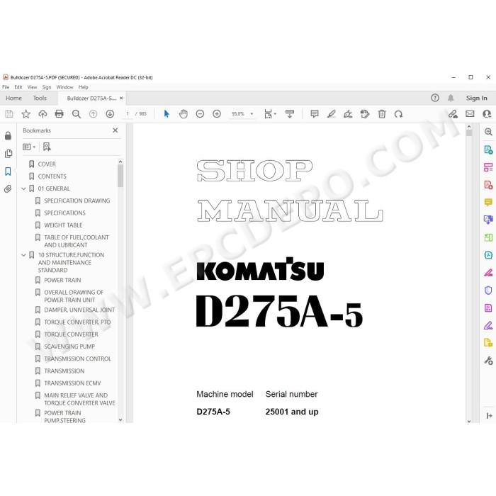 Komatsu Bulldozer D275A-5 service & repair manual