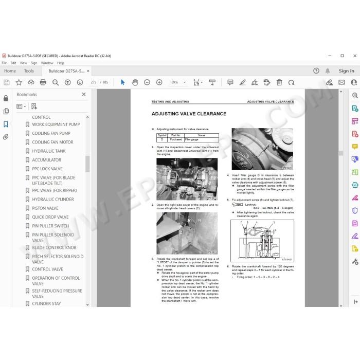 Komatsu Bulldozer D275A-5 service & repair manual