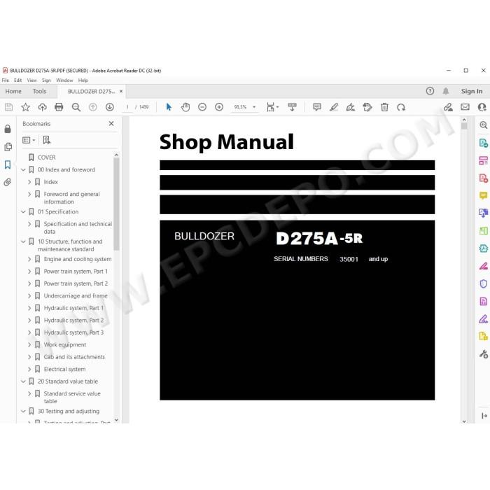 Komatsu Bulldozer D275A-5R service & repair manual