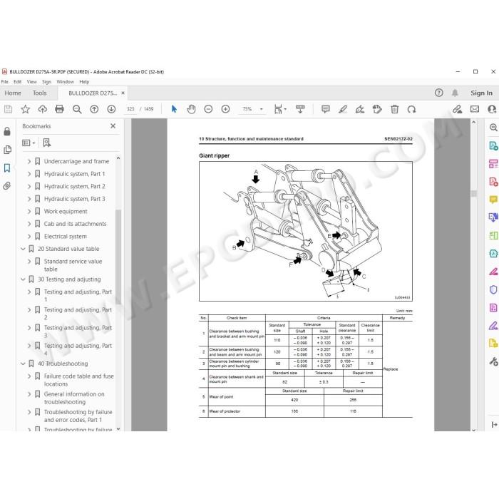 Komatsu Bulldozer D275A-5R service & repair manual