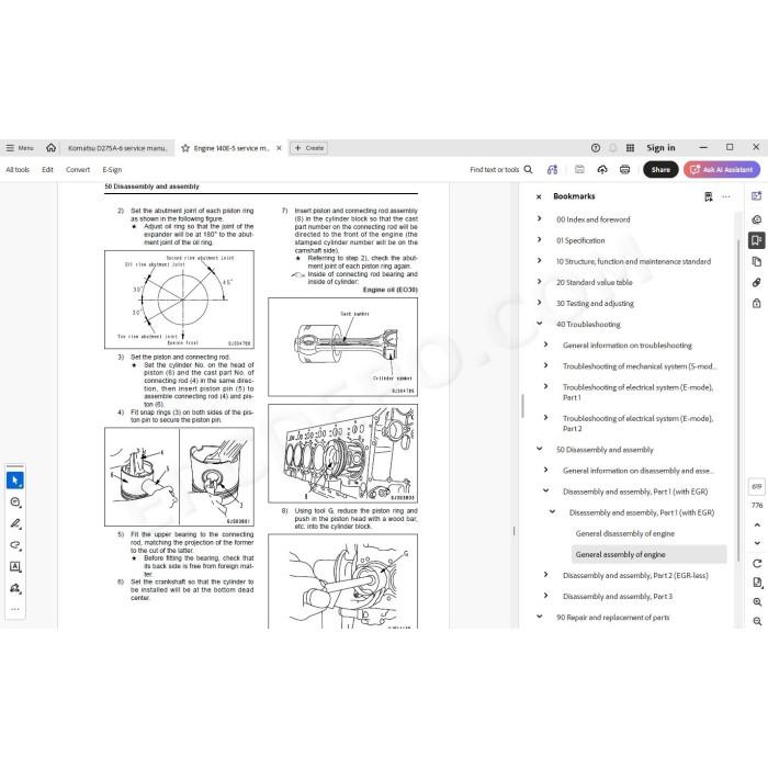 Komatsu Bulldozer D275A-6 service & repair manual