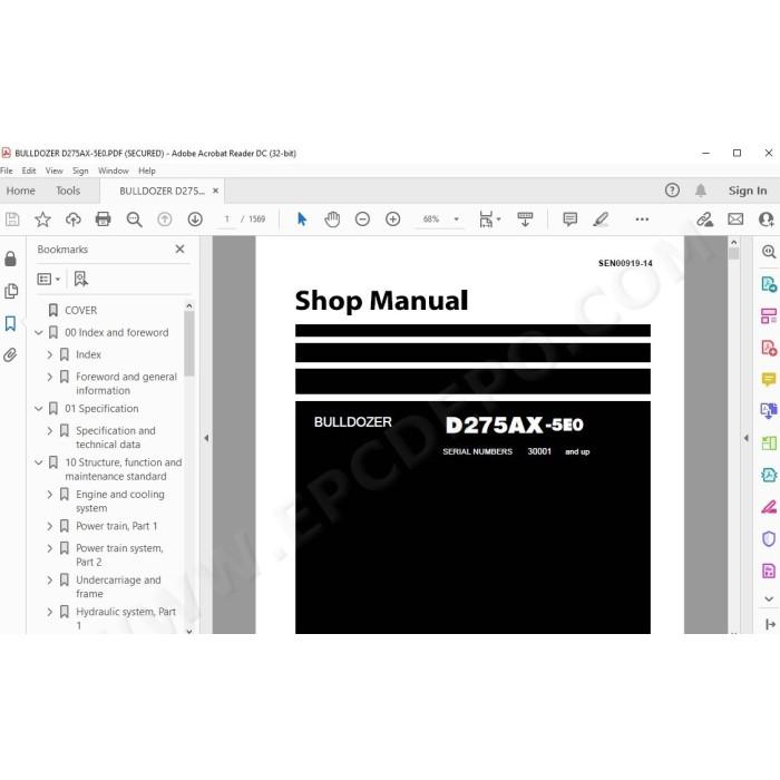 Komatsu Bulldozer D275AX-5E0 service & repair manual