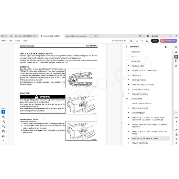Komatsu Bulldozer D31EX-21 D31PX-21 D37EX-21 D37PX-21 D39EX-21 D39PX-21 service manual
