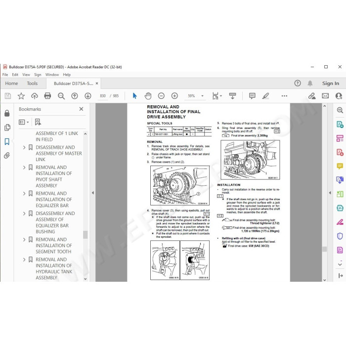Komatsu Bulldozer D375A-5 service & repair manual