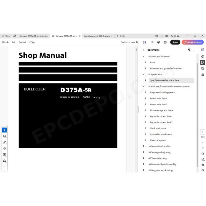 Komatsu Bulldozer D375A-5R service & repair manual