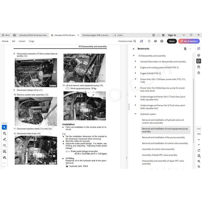 Komatsu Bulldozer D375A-5R service & repair manual