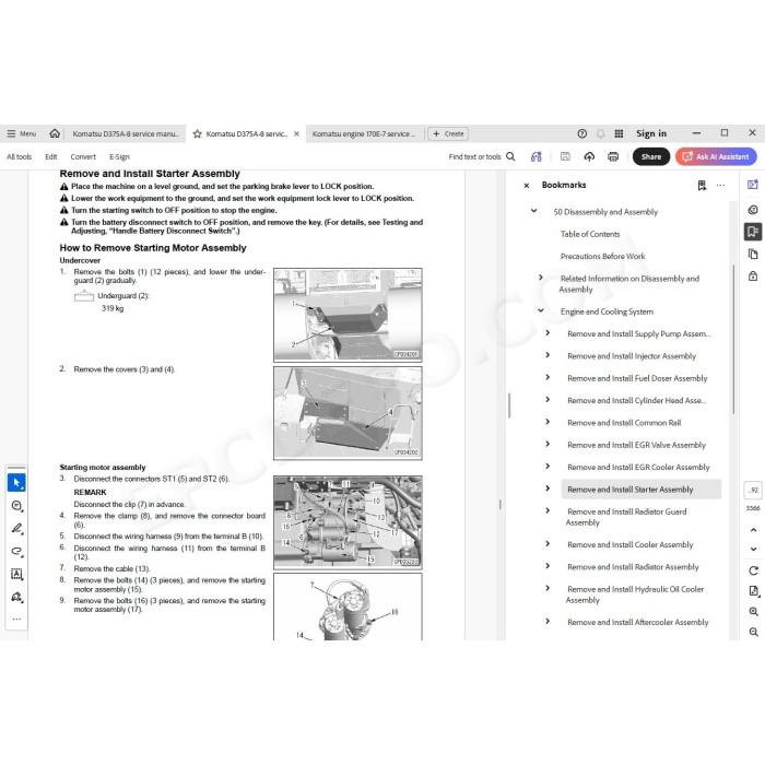 Komatsu Bulldozer D375A-8 service & repair manual