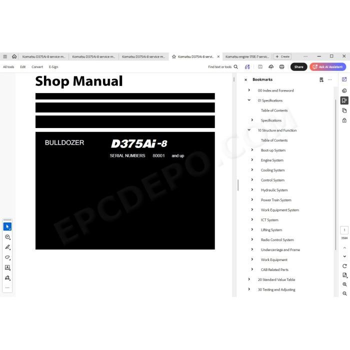 Komatsu Bulldozer D375Ai-8 service & repair manual