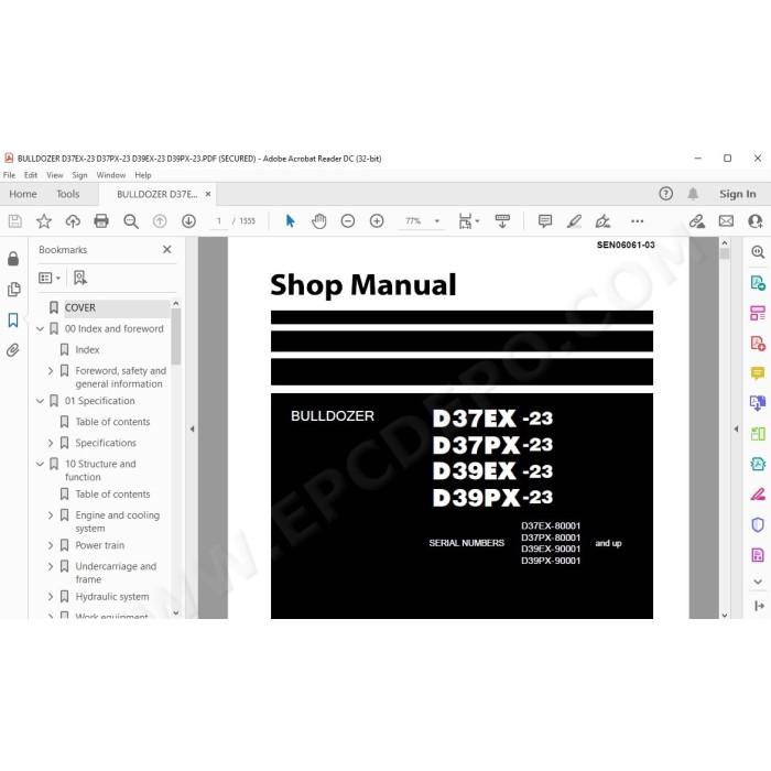 Komatsu Bulldozer D37EX-23 D37PX-23 D39EX-23 D39PX-23 service & repair manual