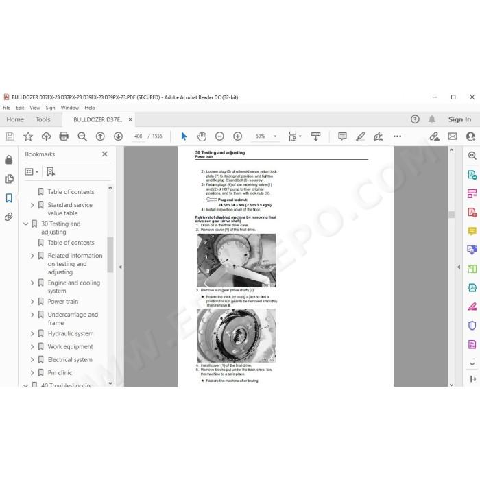 Komatsu Bulldozer D37EX-23 D37PX-23 D39EX-23 D39PX-23 service & repair manual