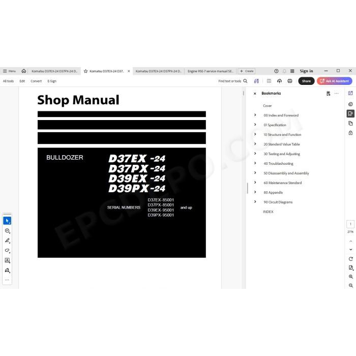 Komatsu Bulldozer D37EX-24 D37PX-24 D39EX-24 D39PX-24 service & repair manual