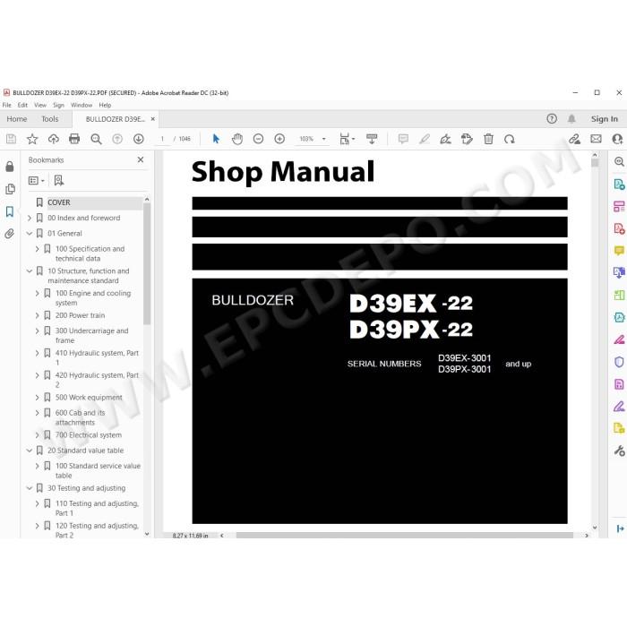 Komatsu Bulldozer D39EX-22 D39PX-22 service & repair manual