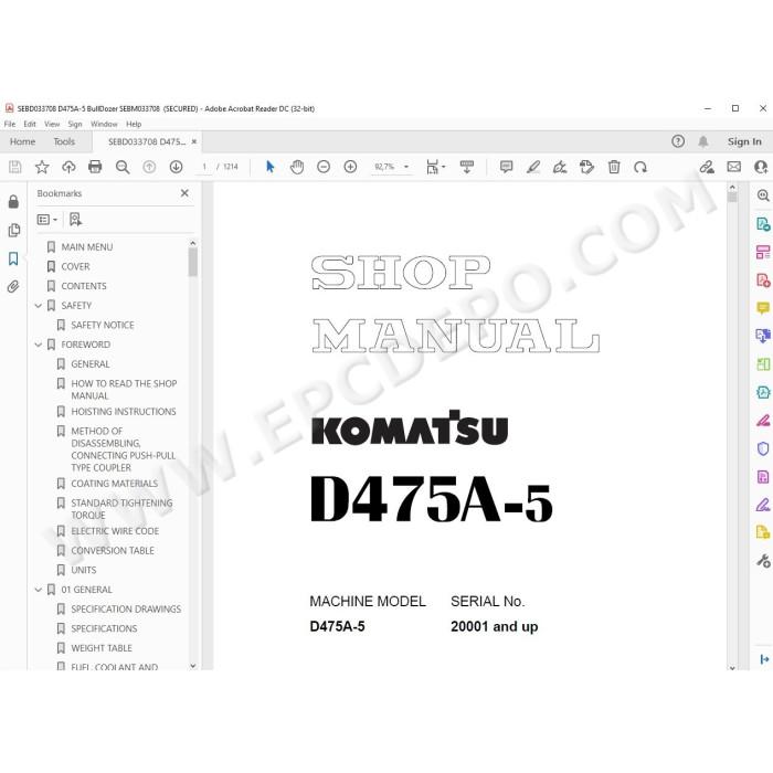 Komatsu Bulldozer D475A-5 service & repair manual