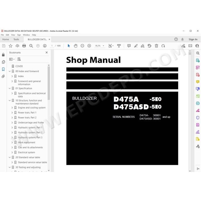 Komatsu Bulldozer D475A-5E0 D475ASD-5E0 service & repair manual