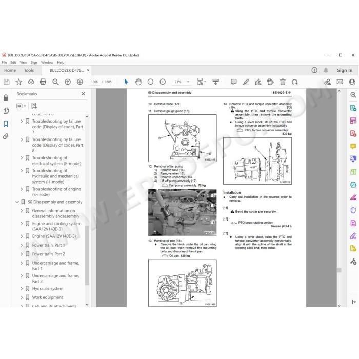 Komatsu Bulldozer D475A-5E0 D475ASD-5E0 service & repair manual