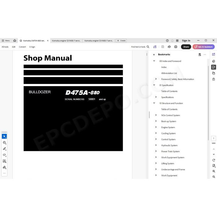 Komatsu Bulldozer D475A-8E0 service & repair manual