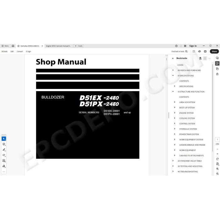 Komatsu Bulldozer D51EX-24E0 D51PX-24E0 service & repair manual