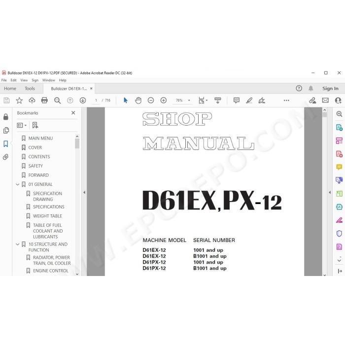 Komatsu Bulldozer D61EX-12 D61PX-12 service & repair manual