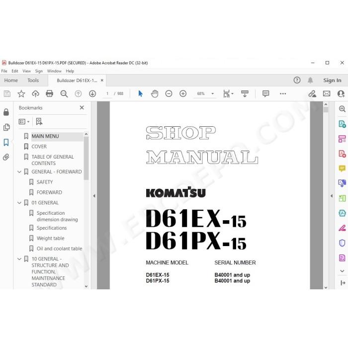 Komatsu Bulldozer D61EX-15 D61PX-15 service & repair manual