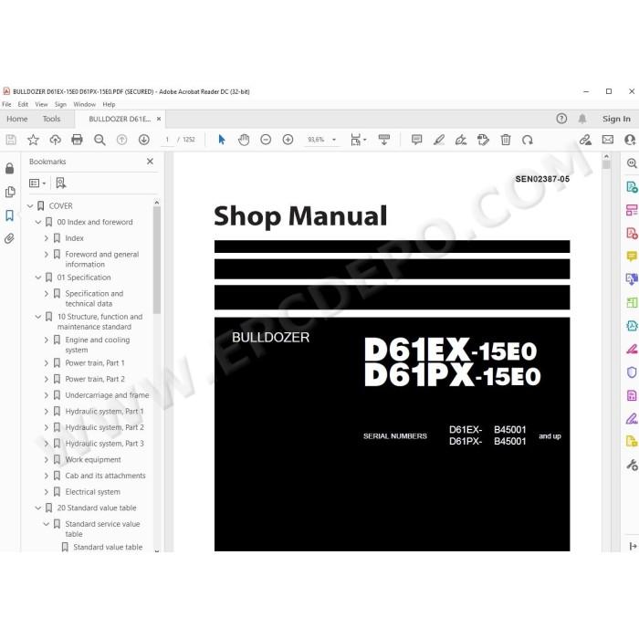 Komatsu Bulldozer D61EX-15E0 D61PX-15E0 service & repair manual