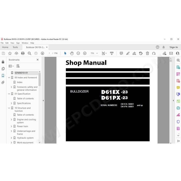 Komatsu Bulldozer D61EX-23 D61PX-23 service & repair manual