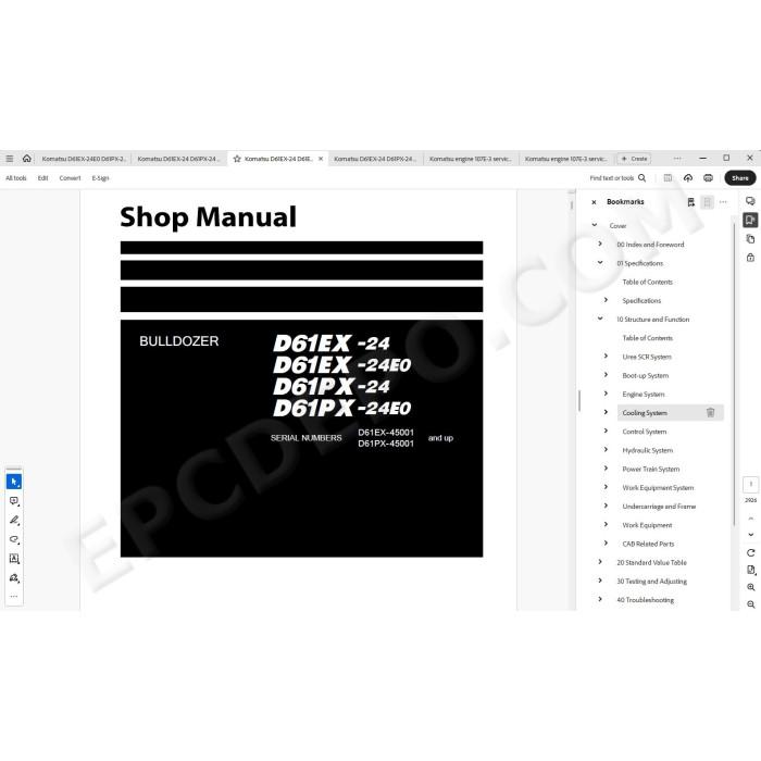 Komatsu Bulldozer D61EX-24 D61EX-24E0 D61PX-24 D61PX-24E0 service & repair manual