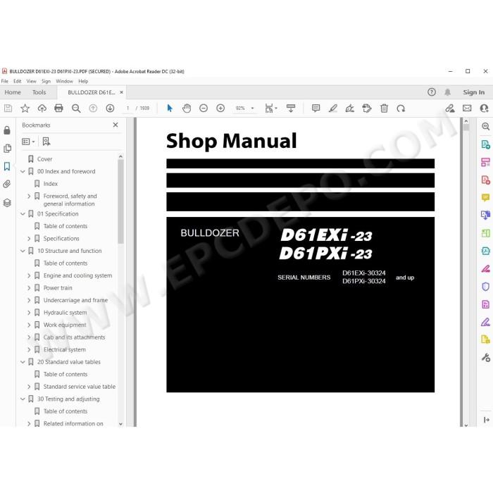 Komatsu Bulldozer D61EXi-23 D61PXi-23 service & repair manual