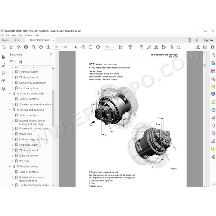 Komatsu Bulldozer D61EXi-23 D61PXi-23 service & repair manual