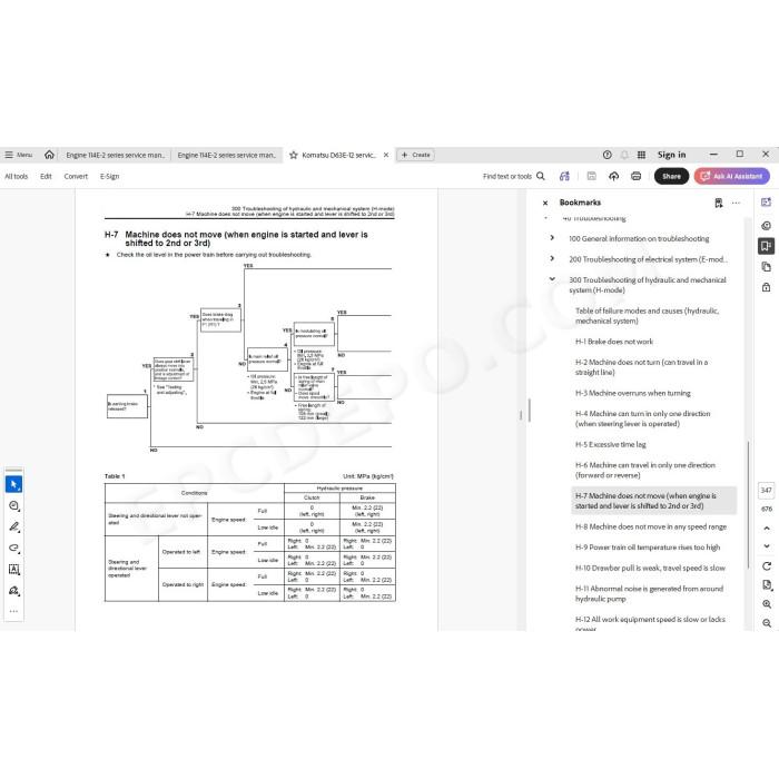 Komatsu Bulldozer D63E-12 service & repair manual