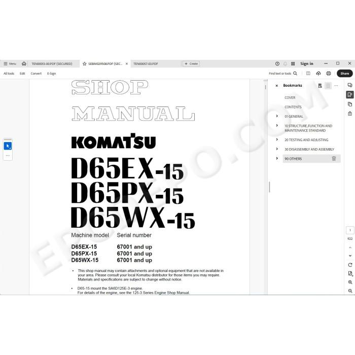 Komatsu Bulldozer D65EX-15 D65PX-15 D65WX-15 service & repair manual