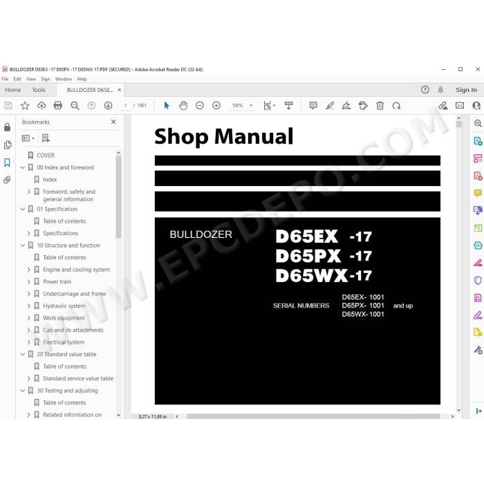 Komatsu Bulldozer D65EX-17 D65PX-17 D65WX-17 service & repair manual