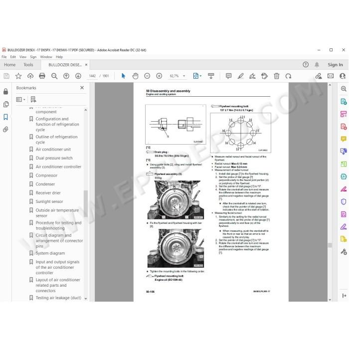Komatsu Bulldozer D65EX-17 D65PX-17 D65WX-17 service & repair manual