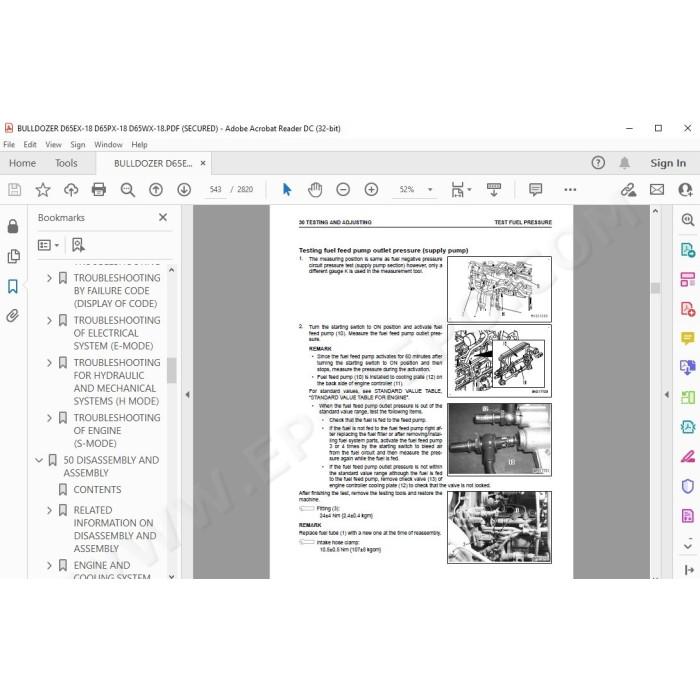 Komatsu Bulldozer D65EX-18 D65PX-18 D65WX-18 service & repair manual