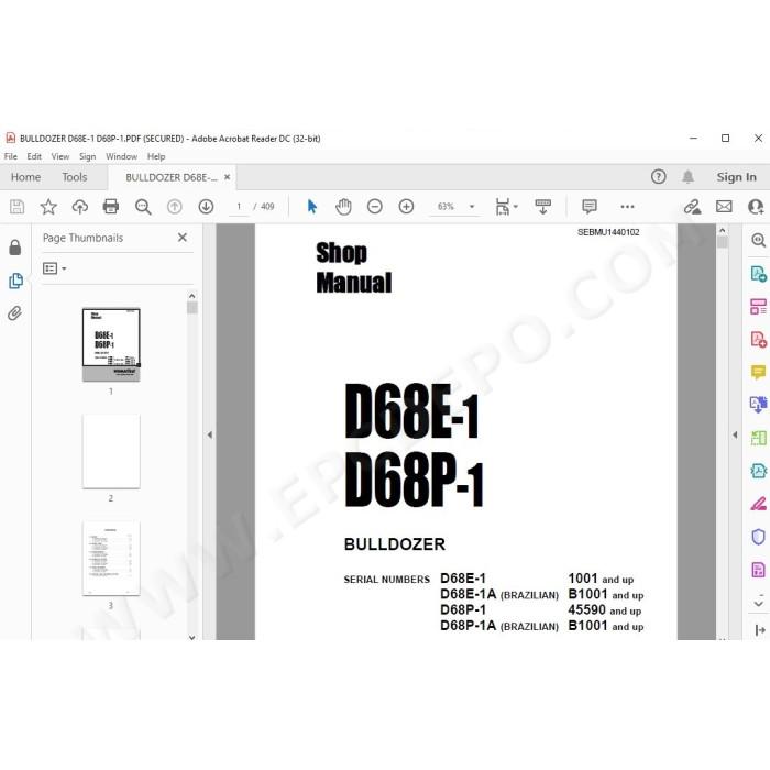 Komatsu Bulldozer D68E-1 D68P-1 service & repair manual