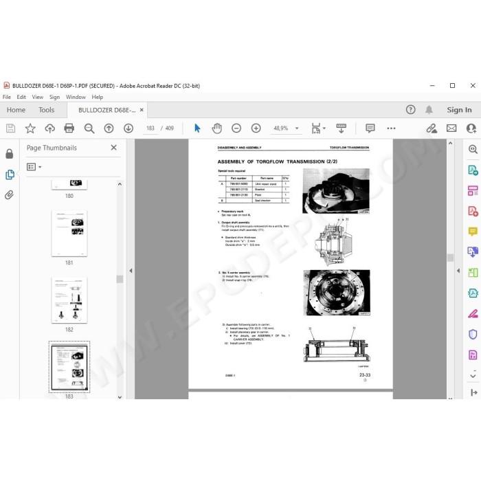 Komatsu Bulldozer D68E-1 D68P-1 service & repair manual