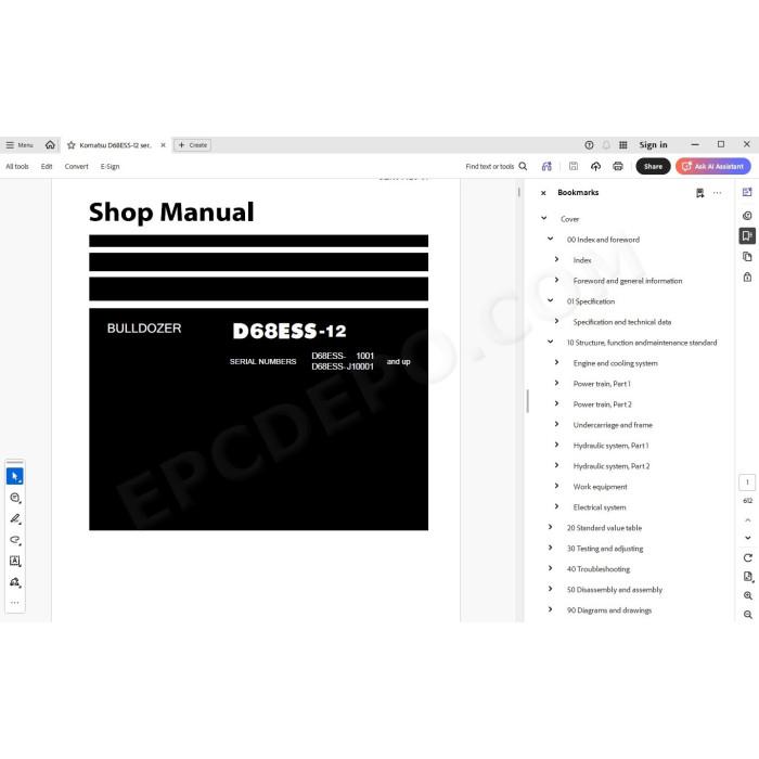 Komatsu Bulldozer D68ESS-12 service & repair manual