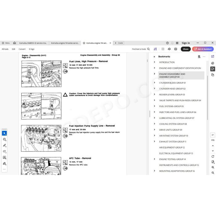 Komatsu Bulldozer D68ESS-12 service & repair manual