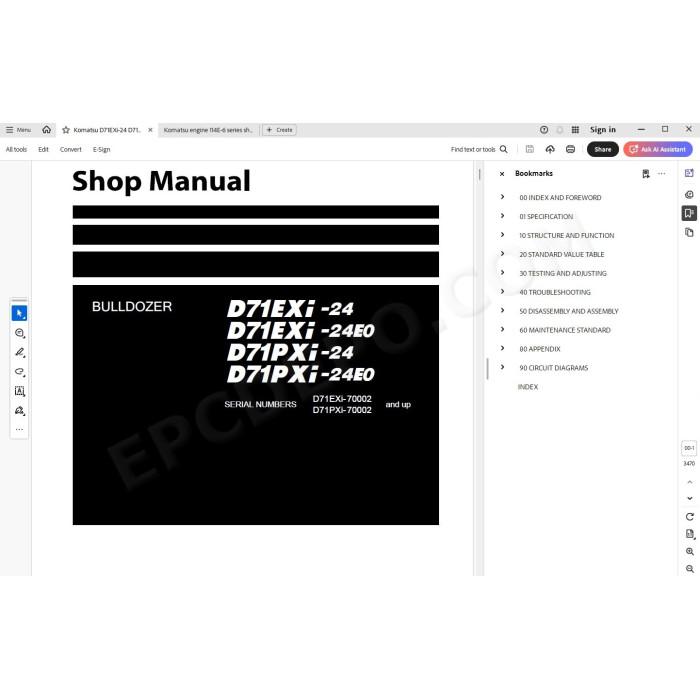 Komatsu Bulldozer D71EXi-24 D71EXi-24E0 D71PXi-24 D71PXi-24E0 service & repair manual