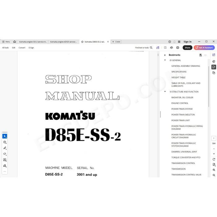 Komatsu Bulldozer D85E-SS-2 service & repair manual